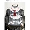 Anime Punk Plaid Cosplay Full Set Black Faux Leather Crop Top Layer Skirt Wig Choker Hat Eye Mask Halloween Women Party Costume