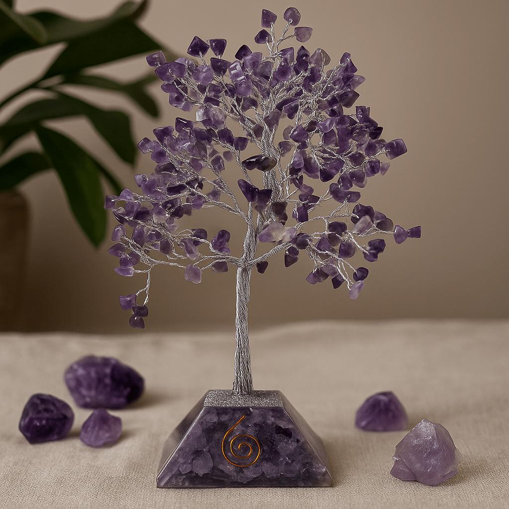 Amethyst Crystal Tree Orgonite Base, 320 Gemstones