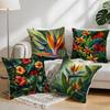 Tropical Plant Bird Of Paradise Floral Cushions Pillowcase Polyester Cushion Cover Throw Pillow Pillowcover Home Car Sofa Decor