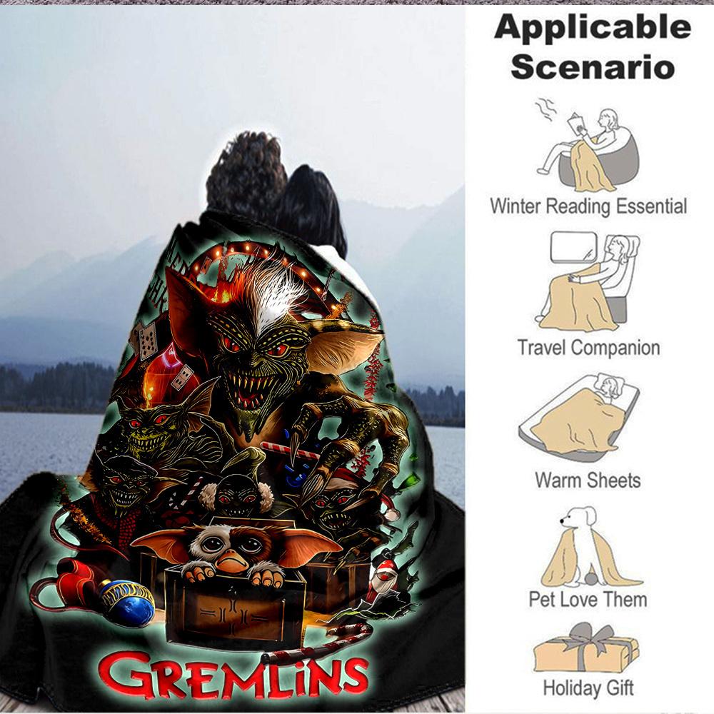 1pc Gremlins Blanket Lightweight Flannel Throw For Sofa, Bed, Travel, Camping, Livingroom, Office, Couch, Chair, And Bed
