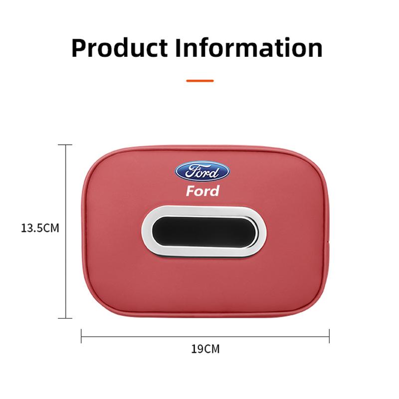 Car Tissue Box Quality Leather Auto Paper Towel Storage Bag For Ford ST Line Focus Mustang Fiesta Puma Ranger Kuga MK7 MAX F150 APX1