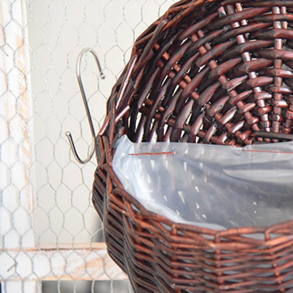 Hand Made Wicker Rattan Flower Planter Wall Hanging Wicker Rattam Basket Garden Vine Pot Plants Holder Garden Pots Home Decor