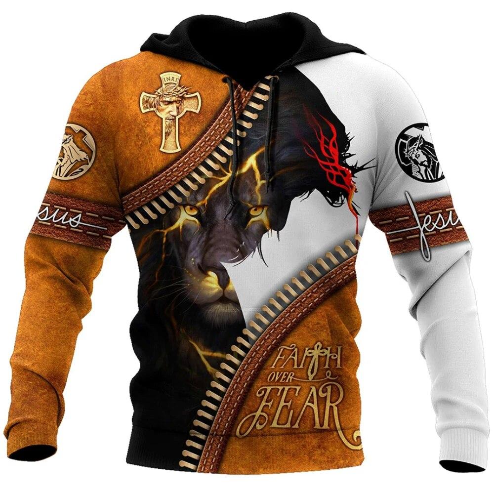 Men's Hoodie Jesus Christ 3D Print Sweatshirt Spring Fall Designer Fashion Casual Pullover Oversized Y2k Clothes Stranger Things