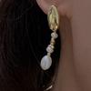 Original handmade natural rice beads, pearl stud earrings, earrings, jewelry asymmetrical silver needles, different beauty