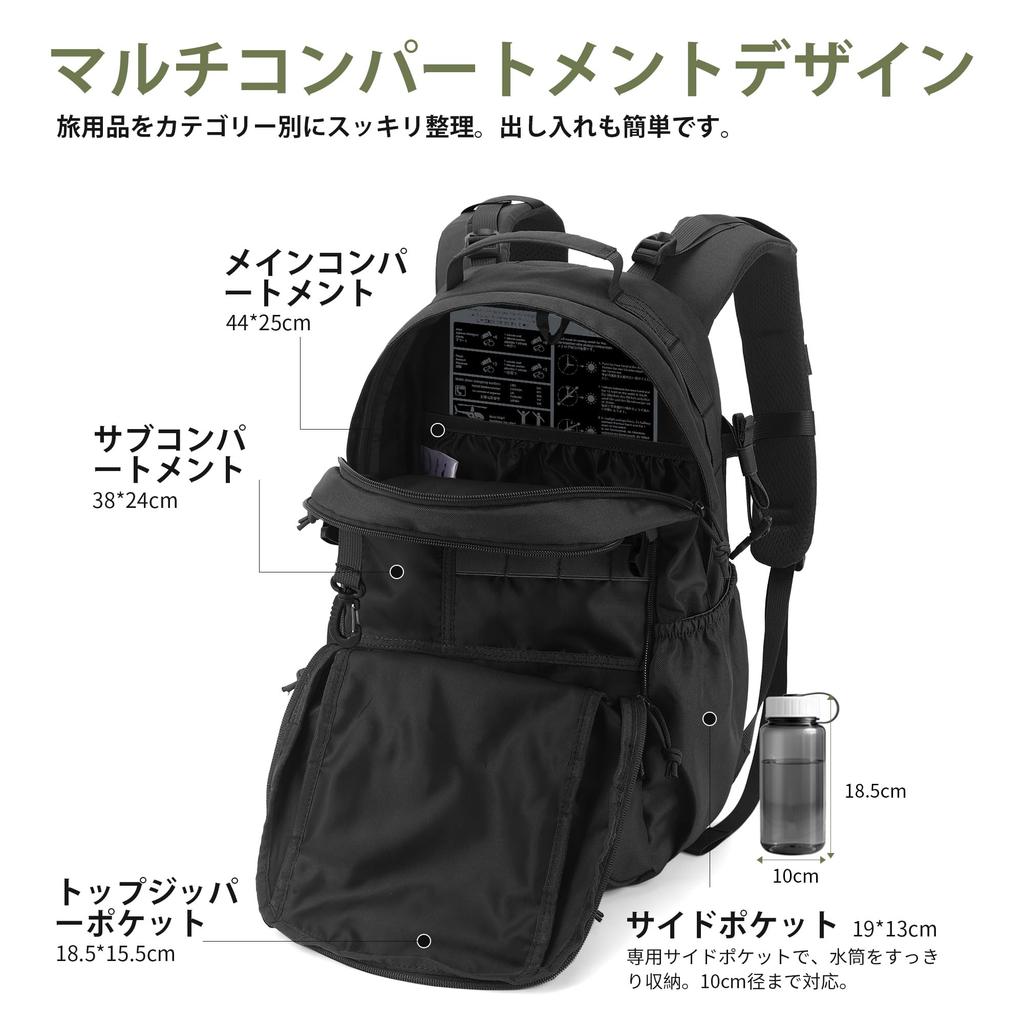 Military Bag 20 Liter Hiking Backpack Small MOLLE System Tactical Bag Outdoor Camping Attack Pack Army Backpack EDC Hiking Tactical Military Black