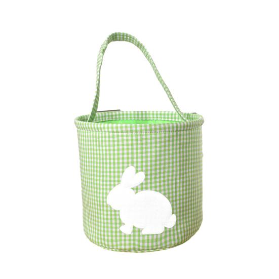 Easter Bunny Basket Plaid Gingham Easter Bucket with Handle Cute Egg Hunting Tote Bag for Candy Gifts Storage Party Supplies