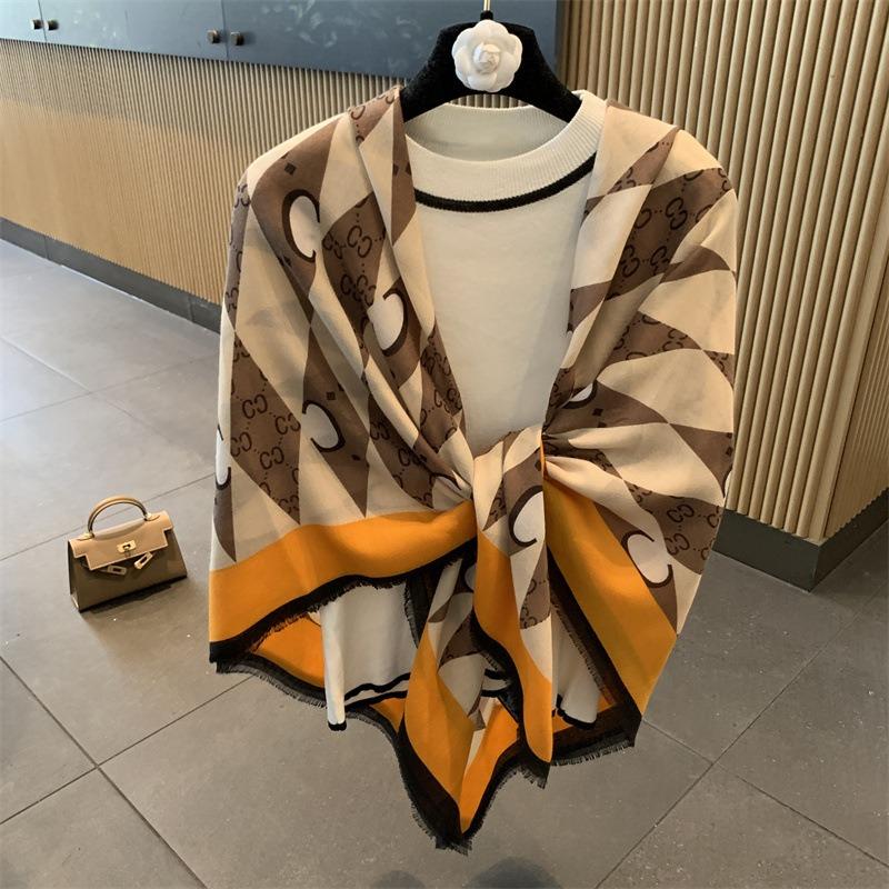 Small plaid linen scarf women's summer new sunscreen large square scarf thin silk scarf with shawl