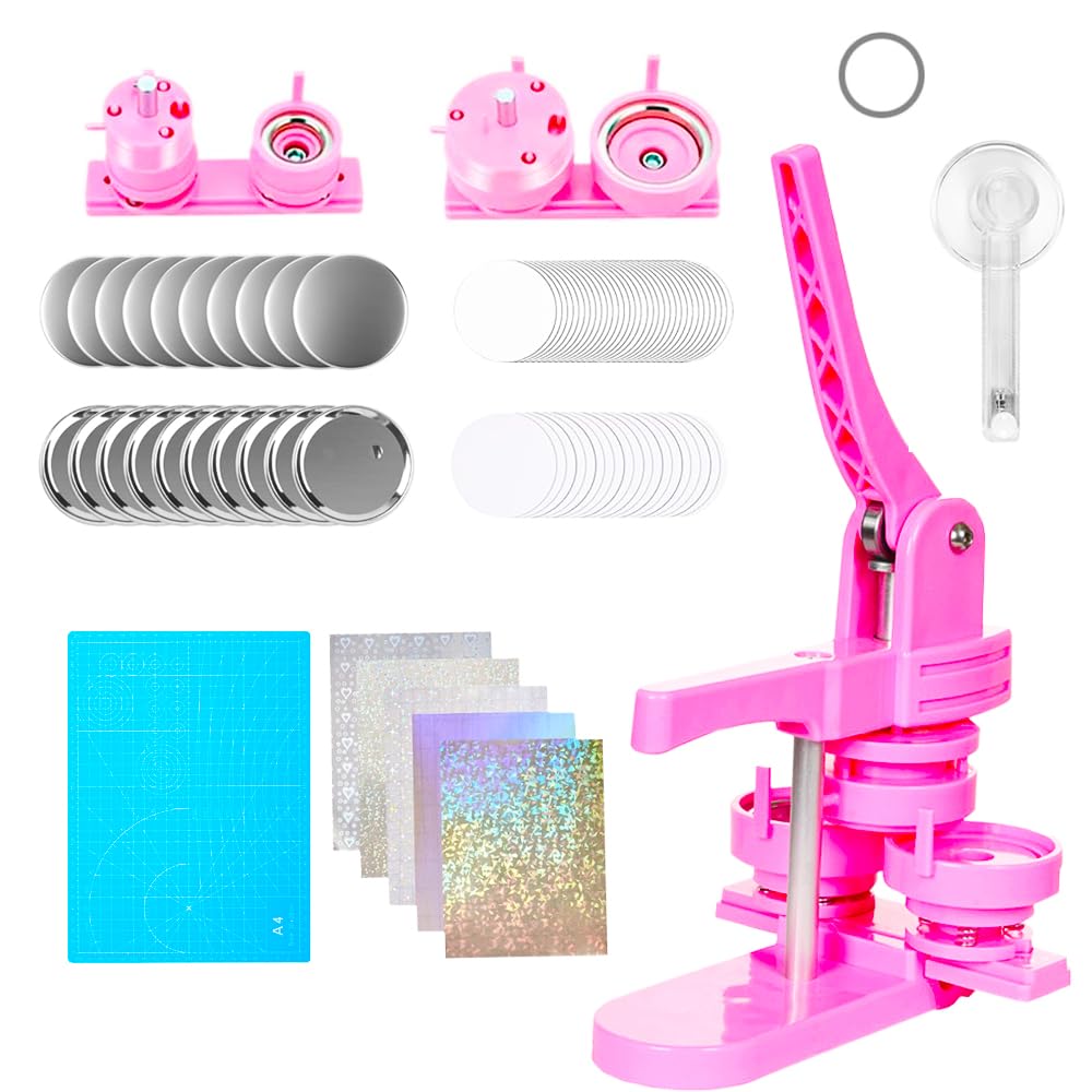 GUILOPOER Badge Maker, Badge Machine, Compatible with Badge Making Machines, Includes Badge Materials, DIY Original Badge Making (44mm & 58mm Set)