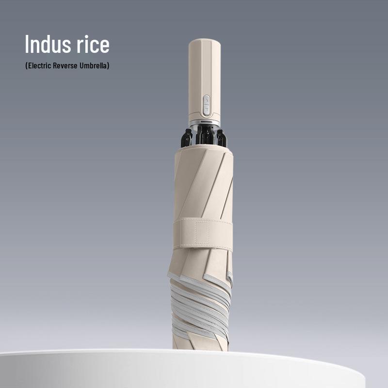 SmartTech Dual-Use Electric Umbrella: Automatic Open/Close, Reverse Sun/Rain Protection, Reflective Strip, Custom Gift Option.