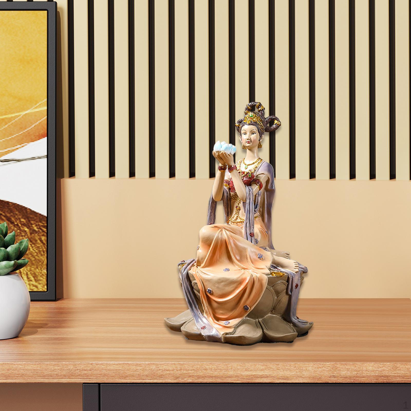 

Декоративная статуя, украшение для рабочего стола, скульптура для стола, кабинета, столовой, домашнего декора, дня рождения Holding Lotus Fairy