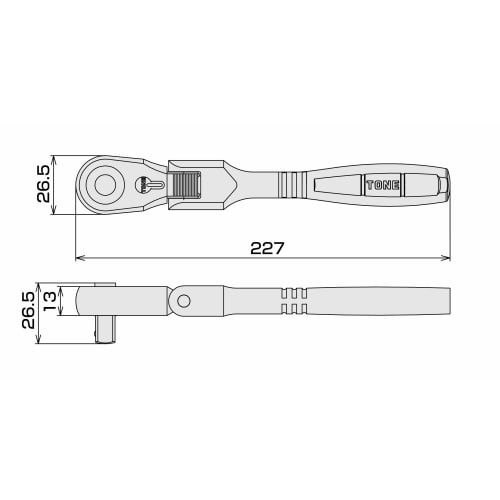 TONE Swing Ratchet Handle (Hold Type) RH3FH Drive Angle 9.5mm (3/8")