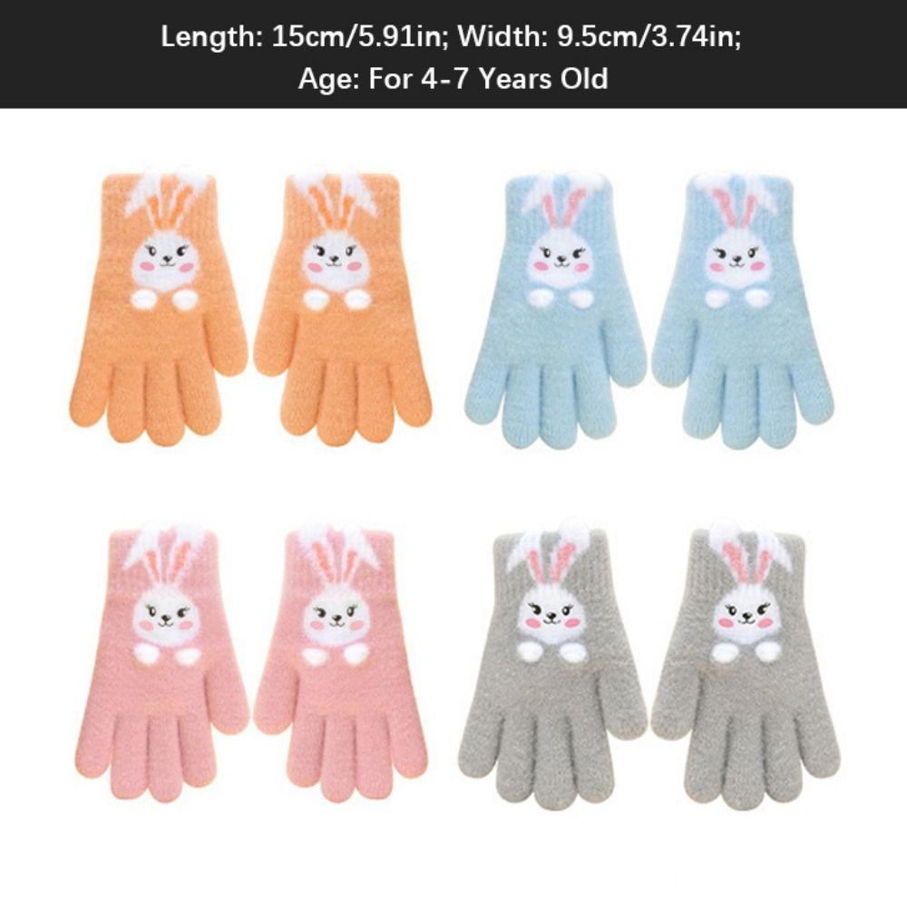 Thickened Rabbit Knitted Mittens Windproof Child Cold-Proof Gloves Winter Warm Gloves  Child