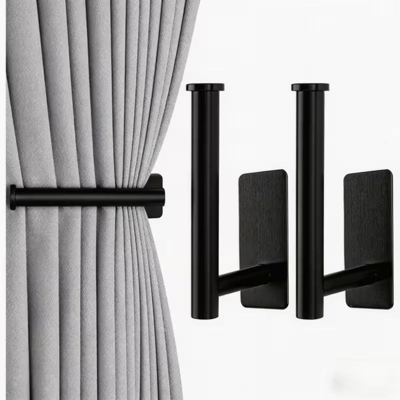 2pcs Set of No-Drill Curtain Tiebacks Hooks, Nordic Style White No-Nail Curtain Fixers, Home Seamless Wall Adhesive Hooks,