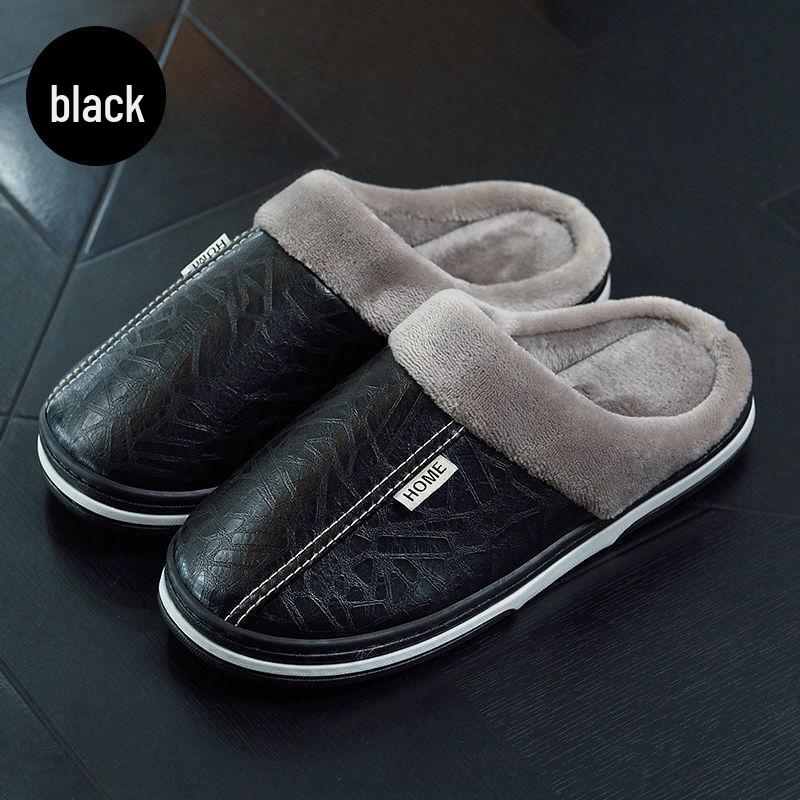 Men's Extra Large Waterproof Cotton Slippers - Winter Indoor Non-slip Warm Shoes