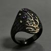 New American Simple Women's Purple Diamond Ring, Creative Branch Imitation Crocodile Leather Gun Black and Gold Two-color Jewelry