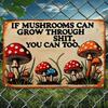 Metal Poster Mushroom Decor, Vintage 2D Sign for Wall, Funny Home Garden Art