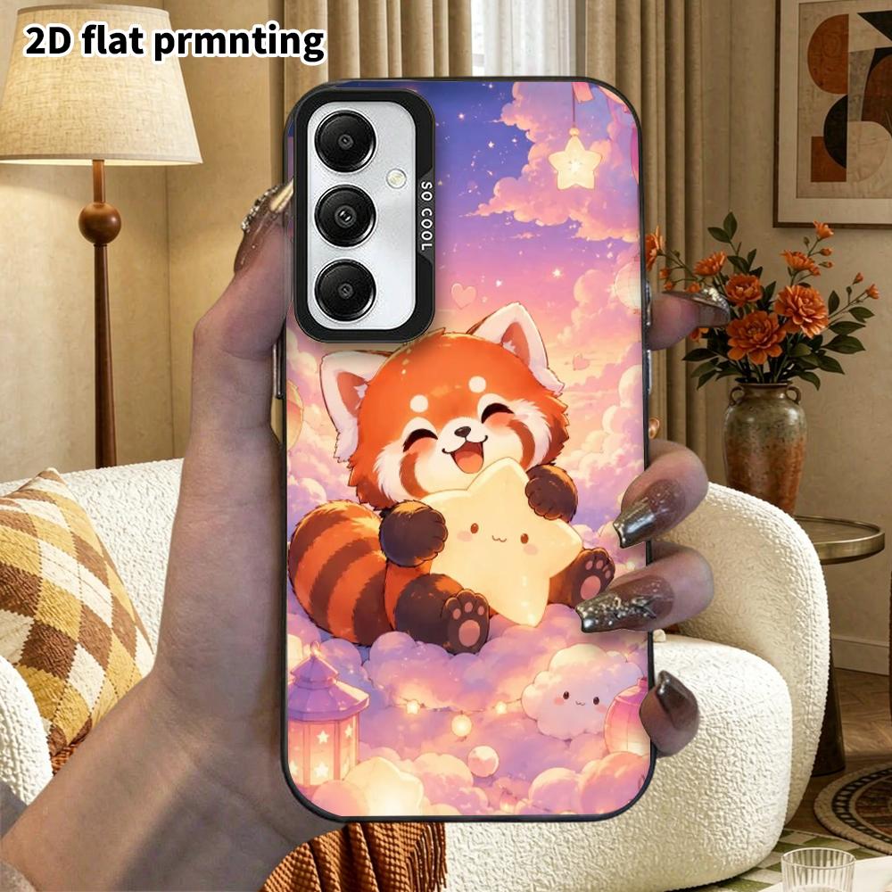 Phone Case: 2D Flat Samsung Galaxy A34 A35 M05 M06 S20 S22 S21 FE Plus 5G Protective Case, Couples Style, Panda Hugging a Star, Christmas and Hallowee