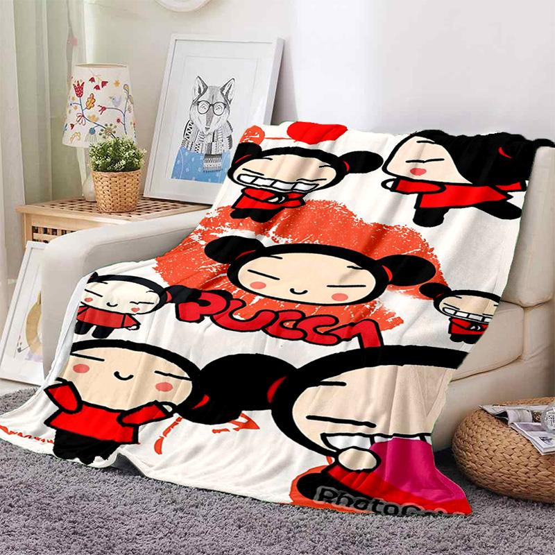 Chinese Doll P-Pucca Garu Blanket 3D Printed Cute Anime Cartoon Character Blanket Sofa Cover Blanket Air Conditioner Bed Sheet