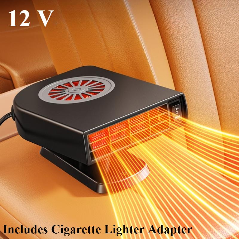 Eary 2-in-1 Car Cooling & Heater Fan 12V 150W Car Air Heater Fan Winter Windshield Defogger Defroster Heating Anti-Fog Plug-in Black Plug-in