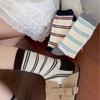 Womens Winter Mid-Calf Striped Compression Socks Casual Sport Crew Students Couples Warm Wool Blend Stackable