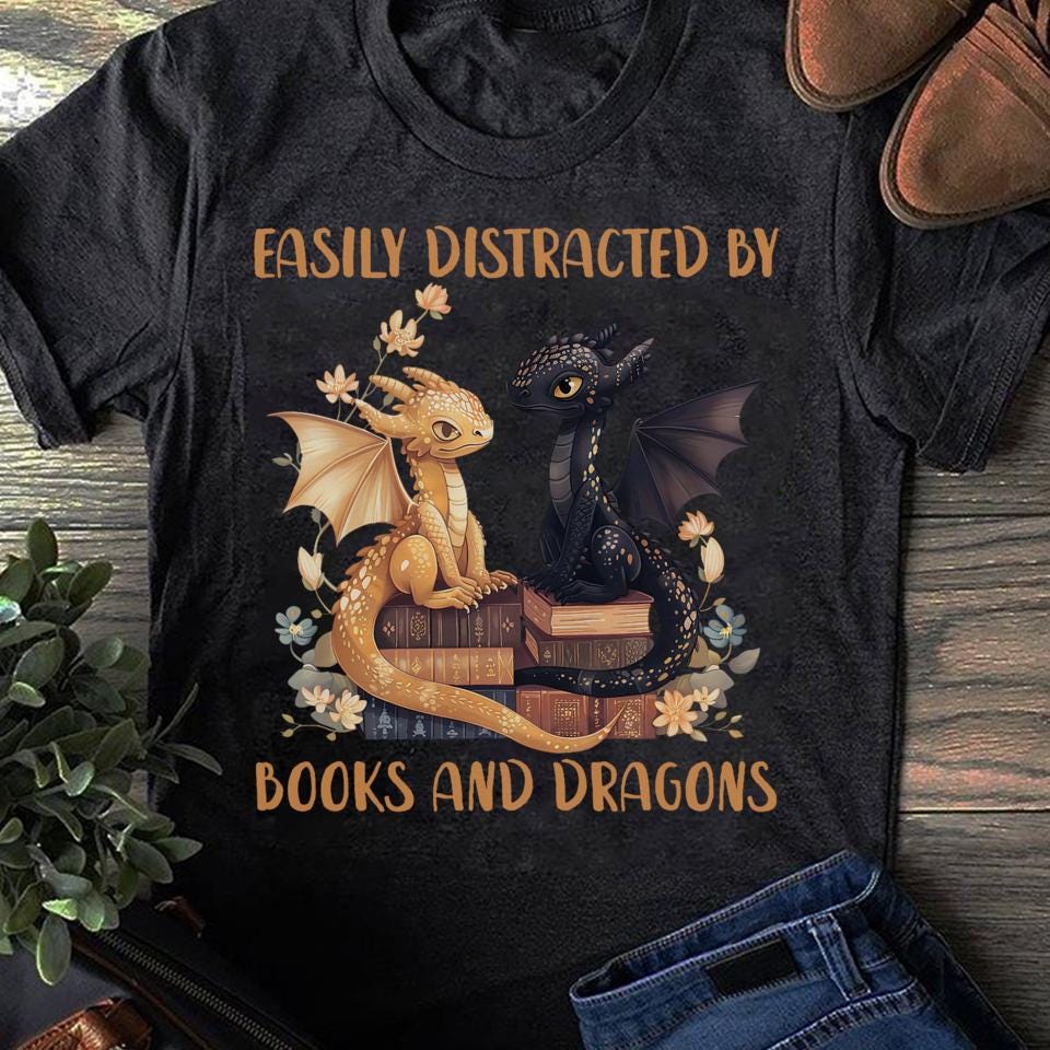 Book Dragon T-Shirt: Librarian Gift, Fantasy Lover