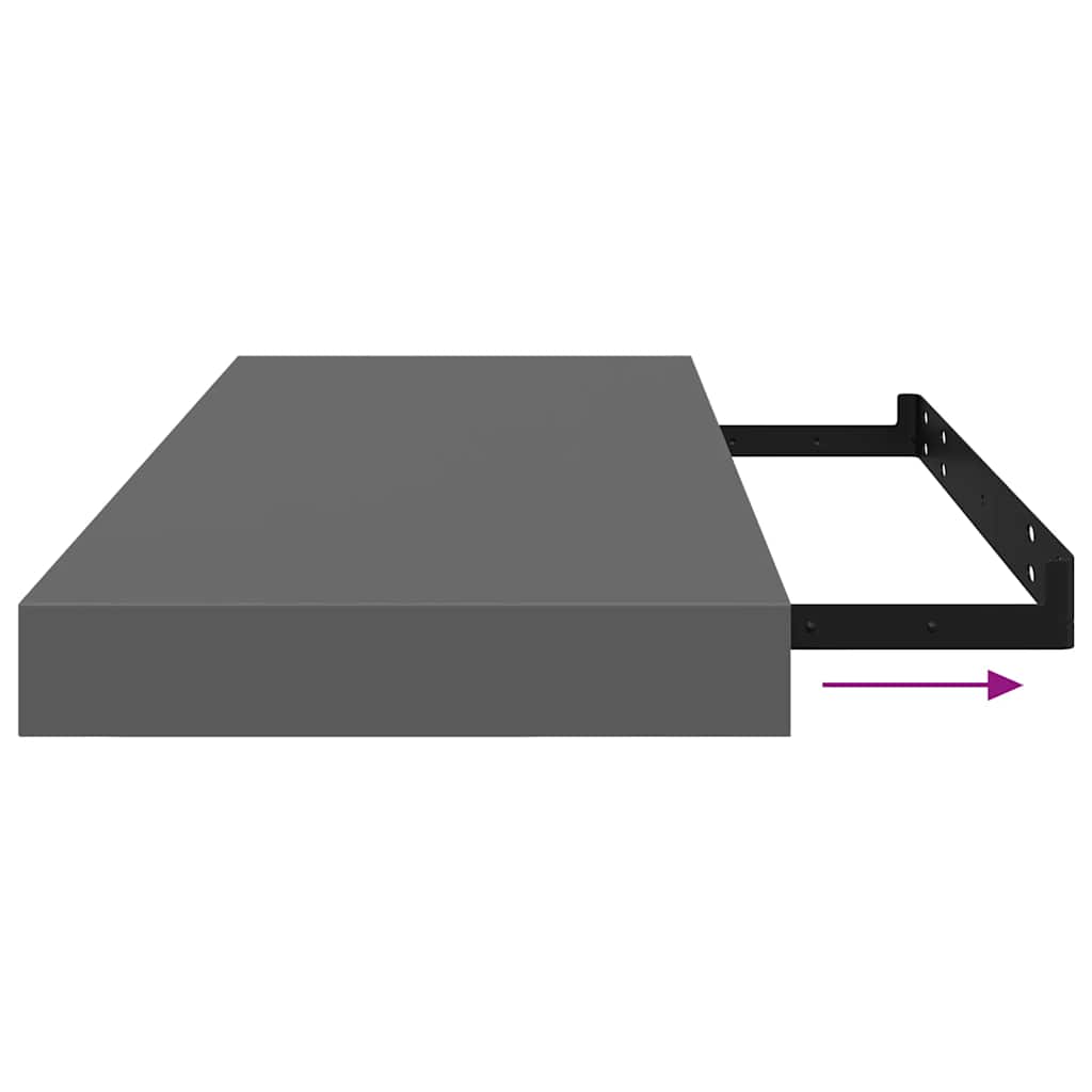 Floating Shelf High Gloss Grey 60 x 23.5 x 3.8 cm MDF