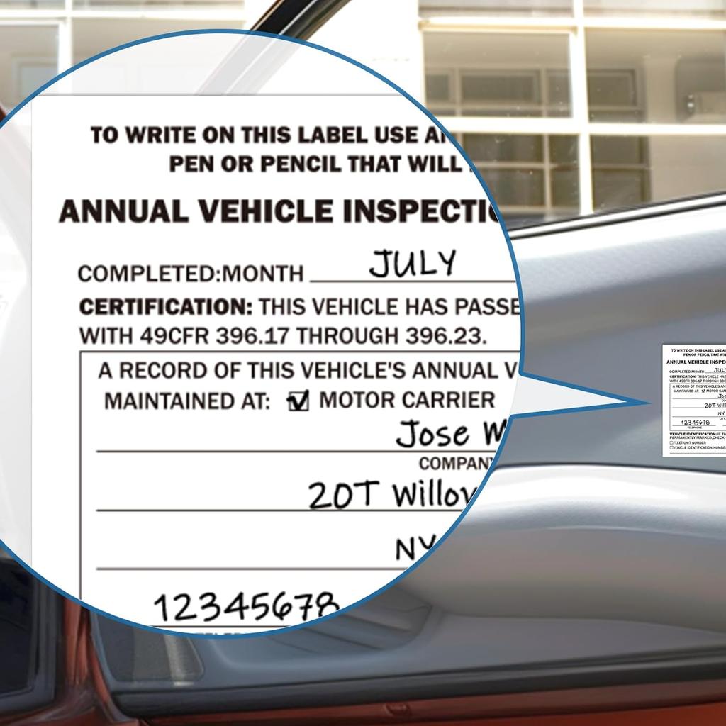 60Pack DOT Annual Vehicle Inspection Stickers - 60 Pack 2-Ply FMCSA Annual Inspection Lables with Adhesive Vinyl Sticker Mylar Laminate,Interior