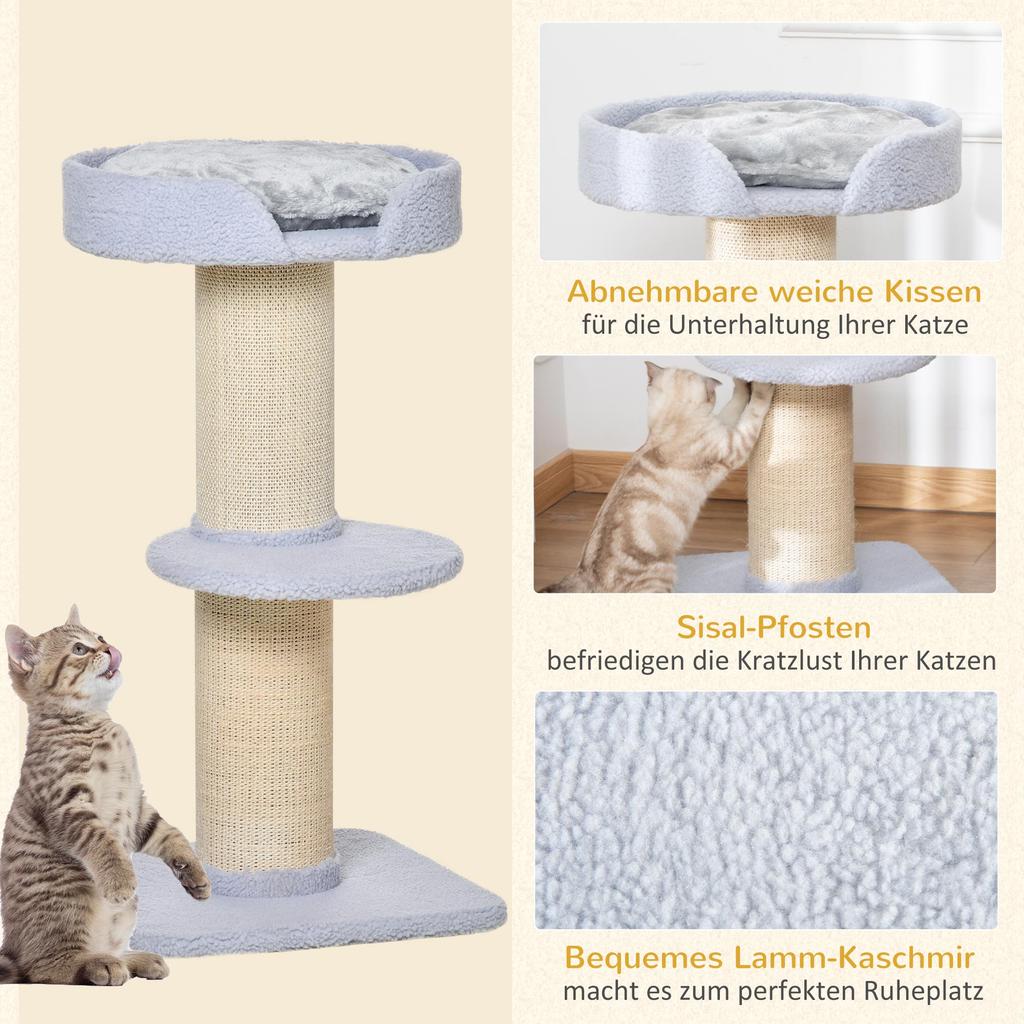 Cat Tree 91 cm Cat Tower with Sisal Posts, Platform, Cushion Multi-Level Cat Scratching Tree, Climbing Tree, for Medium-Sized Cats, Light Blue