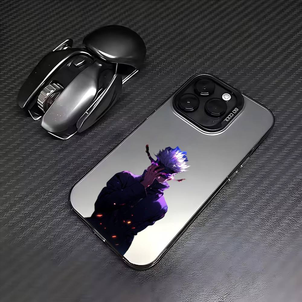 Jujutsu Kaisen Gojo Satoru Phone Case For iPhone17,16,15,14,13,12,11 Plus,Pro Max Colored Silver Plated Inside Cover