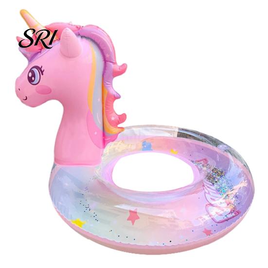 Cartoon Horse Swimming Ring Swim with Seat Handle Kids Inflatable Thickened Float PVC Summer Pool Tube Toy Leak-proof