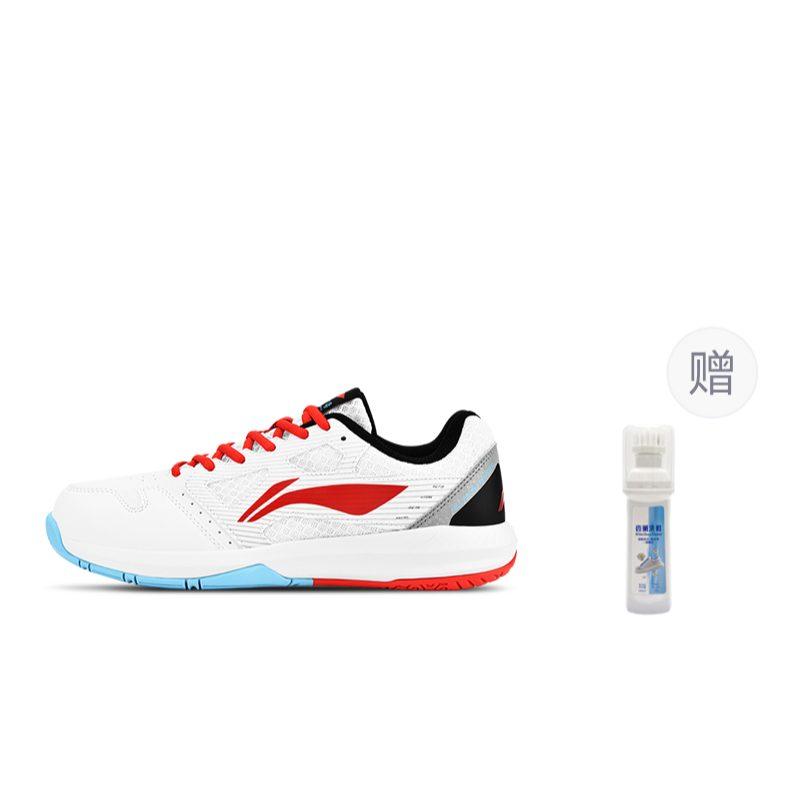 Li Ning Leichte Feder Abriebfeste Niedrige Badminton-Schuhe Unisex Weiß Rot AYTT035-1