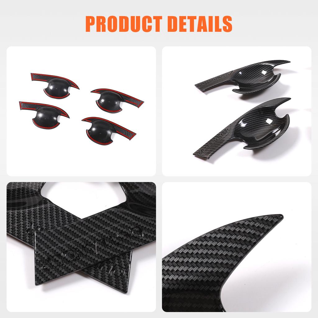 ABS Carbon Fiber Car Door Handle Bowl Cover Trim For Mitsubishi Outlander 13-21