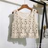 Summer Spice Girl Design Sense Crochet Hollow Suspender Women's Knitted Vest Vest Outside Sleeveless Blouse Top