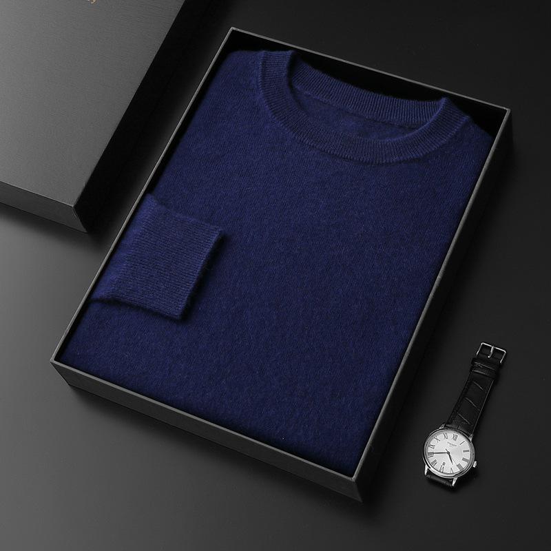 Herren Pullover aus reiner Kaschmirwolle mit Rundhalsausschnitt - Herbst/Winter Business Casual Strickpullover