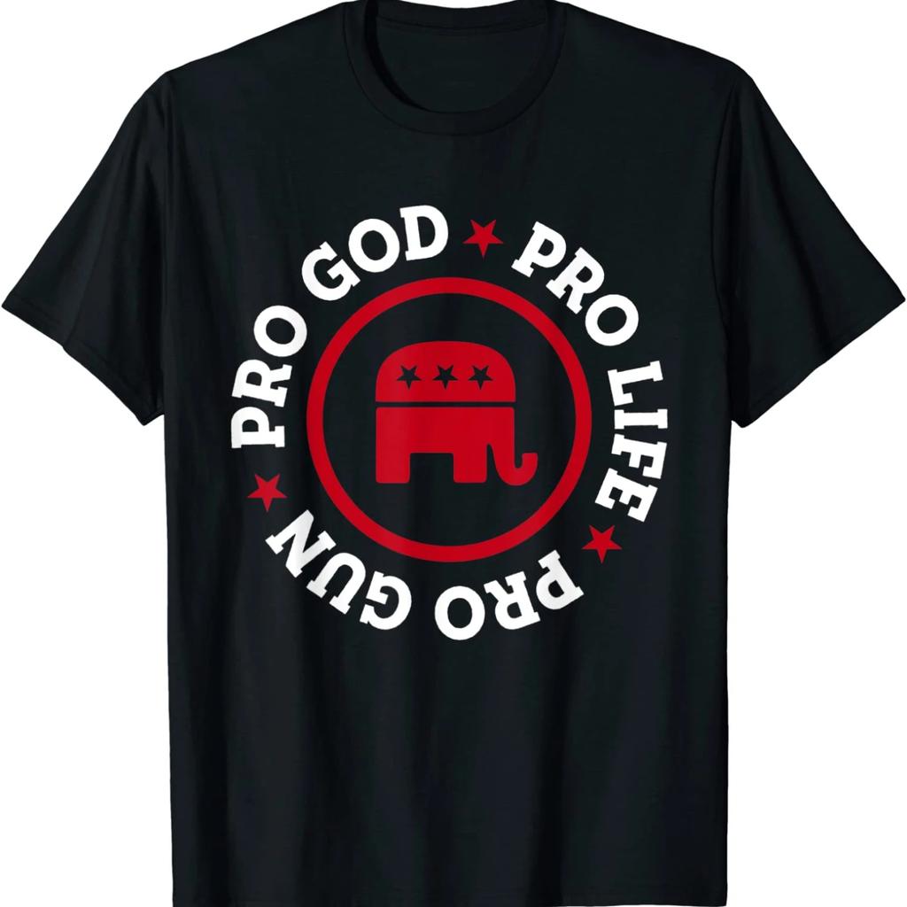 Pro Life Pro God Pro Gun. American Republican T-Shirt. Premium Cotton ShortSleeve O-Neck Mens T Shirt New S-3XL