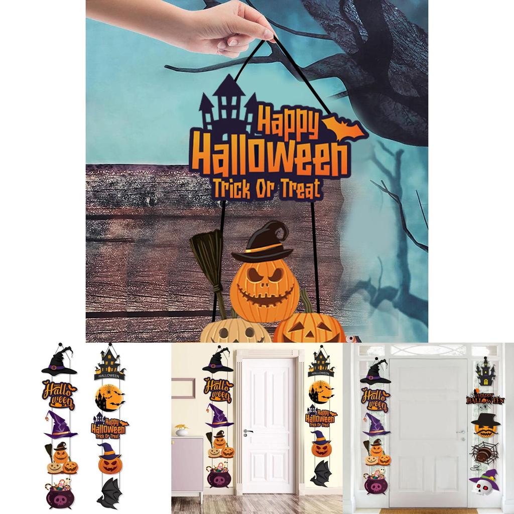 Halloween Door Scene Setter With Paper Pumpkin And Bat For Trickortreat And Party Atmosphere
