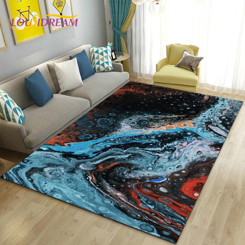 Nordic Black Gold Blue Marble Area Rug Large,Carpet Rug for Living Room Bedroom Sofa Doormat Decoration,kids Non-slip Floor Mat