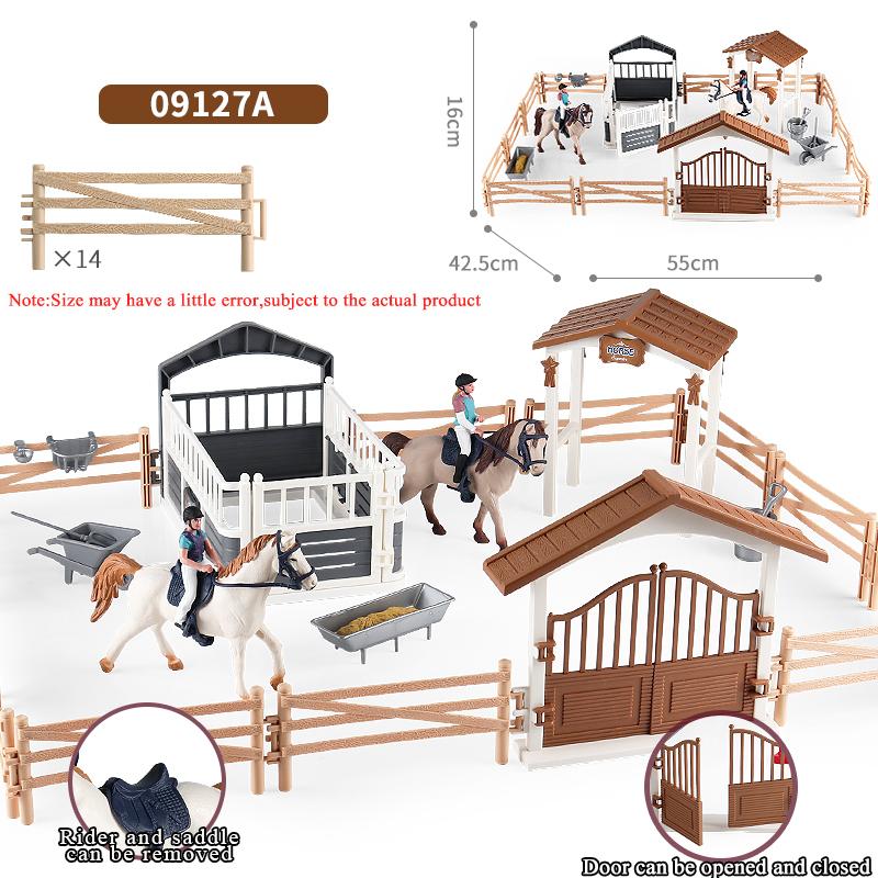 Oenux Model Konia Farmowego Wyścigowego Figurki Akcji DIY Jeździectwo Jeździec Zwierzęta Figurka Śliczna Edukacja Kolekcja Zabawka dla Dzieci Prezent