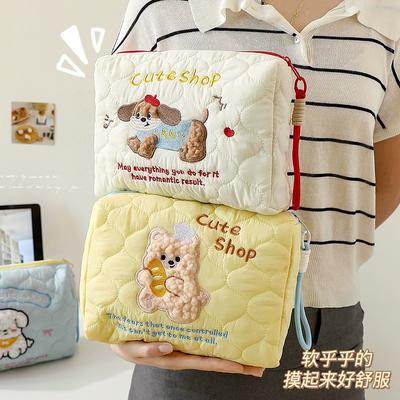 Cute Dog Portable Large Capaci Makeup Bag Travel Toiletry Bag Skin Care Product Storage Bag Handheld Cosmetic Bag