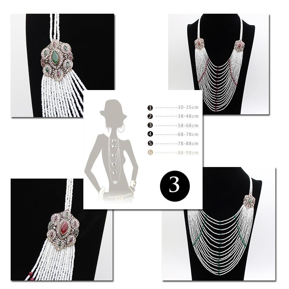 Elegent Long Beads Necklace Morocco Caftan Bijoux Ethnic Bridal Wedding Jewelry Turkish Multilayer Beaded Necklace