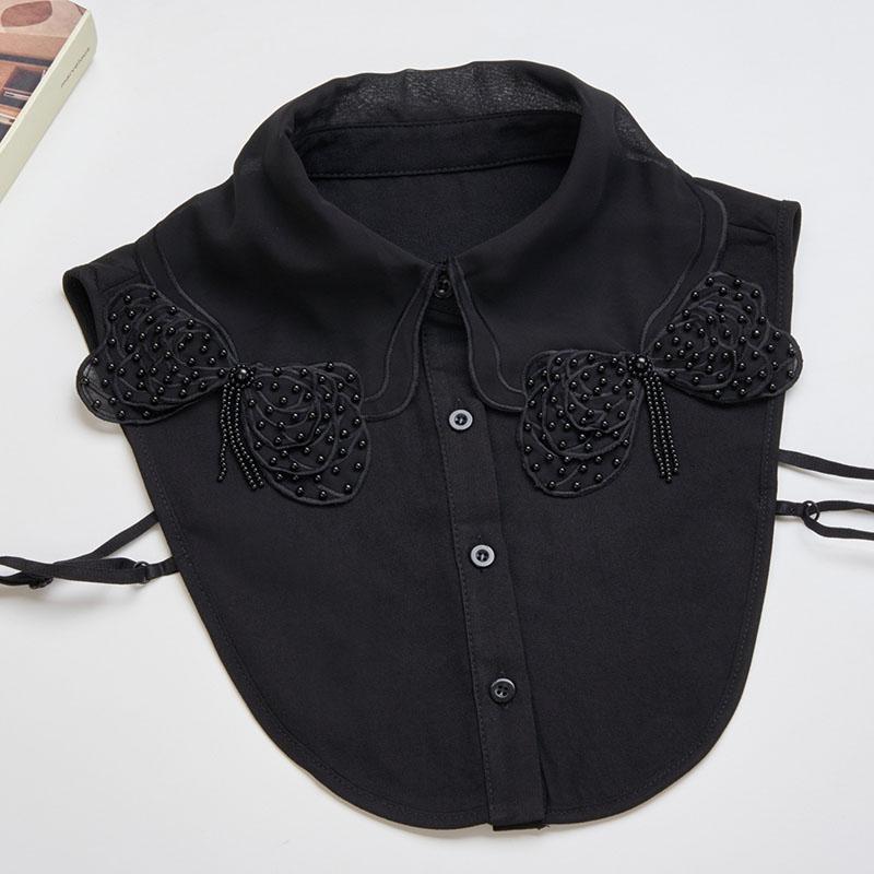 

White Detachable Collar For Women New Ladies Bowtie Beaded False Fake Collar Shirt Removable Nep Blouse Kraagie Faux Col