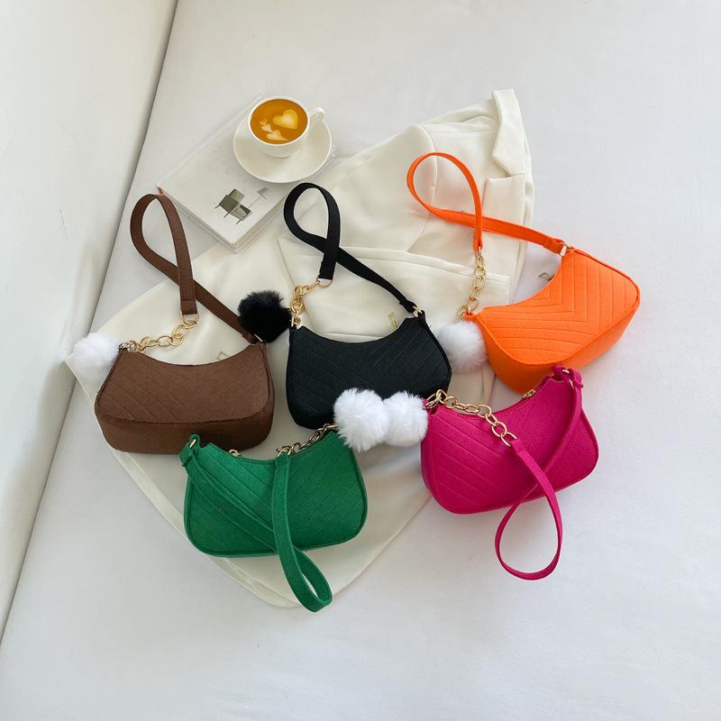 1Pcs Simple Light Weigh Underarm Bags Women'S Mini Felt Shoulder Bag Ergonomic Underarm Saddlebag Purse Shoulder Pouch