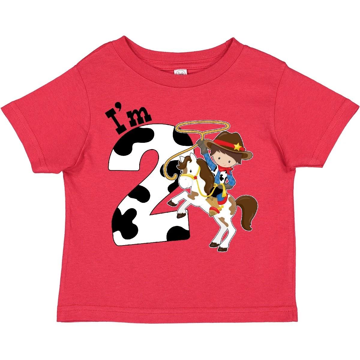 Inktastic I m Two-cowboy Riding Horse Birthday Toddler kids boys T-Shirt Birthdays Second 100