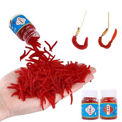 100pcs/Bottle Realistic Trout Soft Lure Worm Red Baits Fishing Lure Bloodworm EarthWorm
