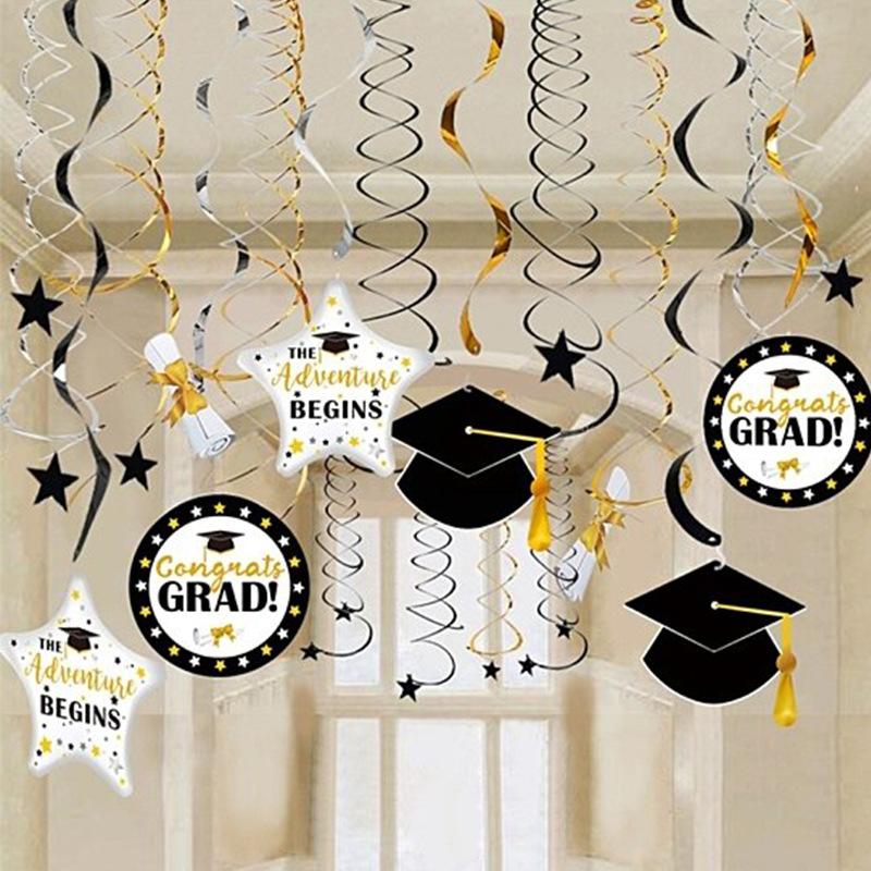 Graduation season spiral pendant PVC pendant graduation party decoration supplies classroom decoration site layout