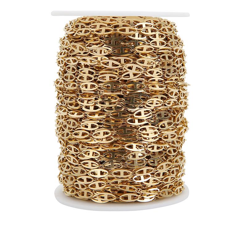 

4mm 18k Gold Vacuum-Plated Stainless Steel Pig Nose Chain for DIY Necklace/Bracelet
