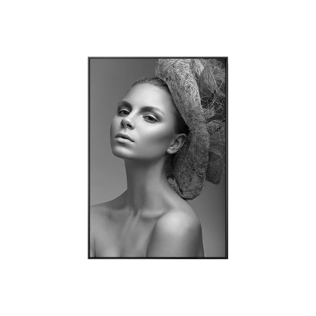 Black And White Short Hair Girl Painting Rabbit Hat Sexy Lady Poster For Living Room Nordic Wall Art Decoration Picture Salon