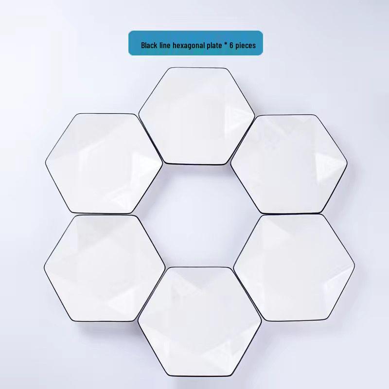 Hexagonal Celebrity Diamond Platter: Underglaze Ceramic Tableware Set