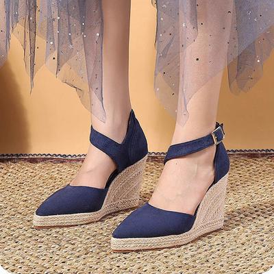 2026 Spring Summer Shoes Women Fashion High Heels Brand Party Shoes Elegant Ladies Wedges Shoes Black Blue Purple Plus Size 42
