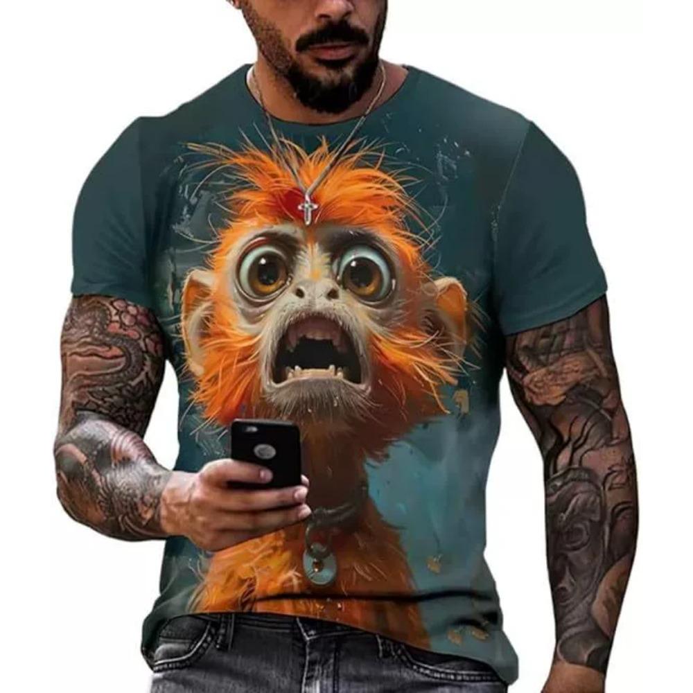 3D Digital Printing T-Shirt Teen Men's Short Sleeve Top Versatile Breathable